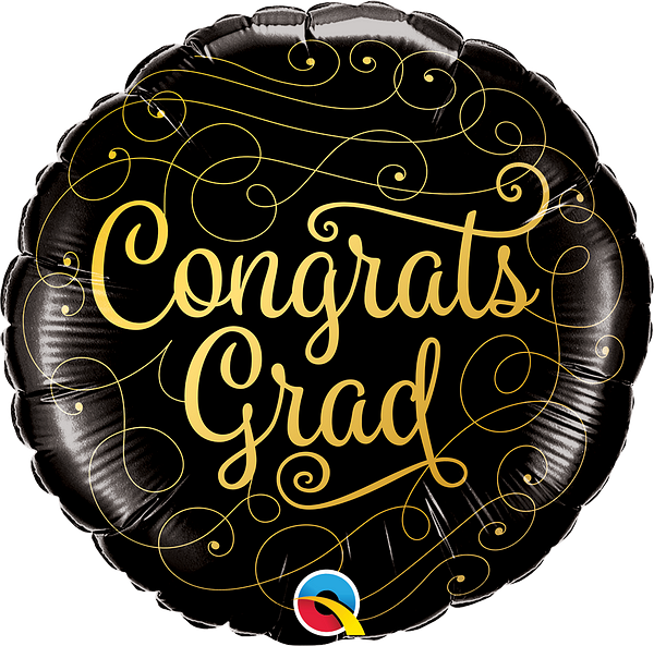 Foil Balloon Congrats Grad Black