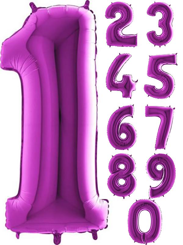 40 Inch Foil Number Balloon Purple & Weight