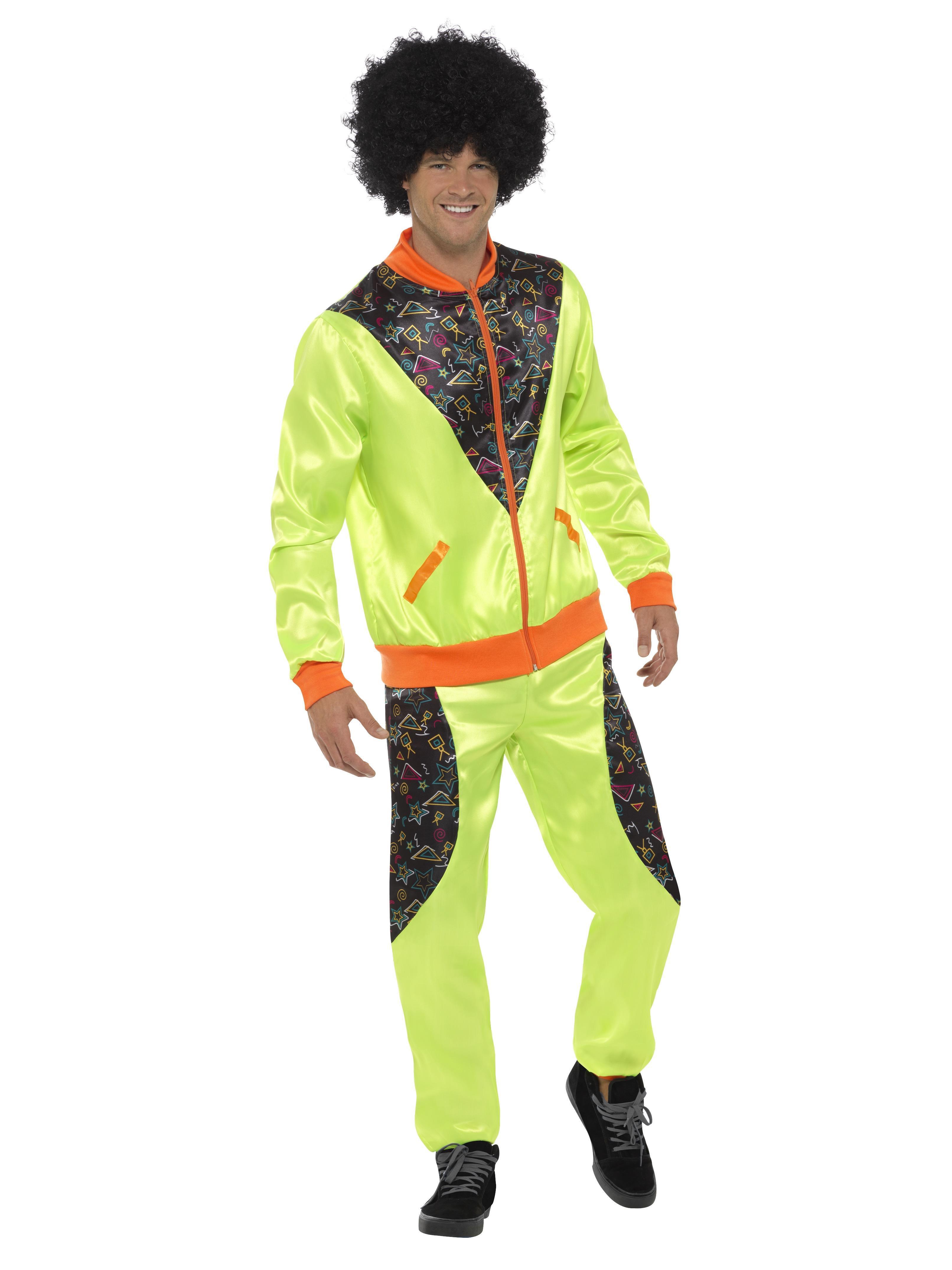 80s Retro Shell Suit Costume Neon Green