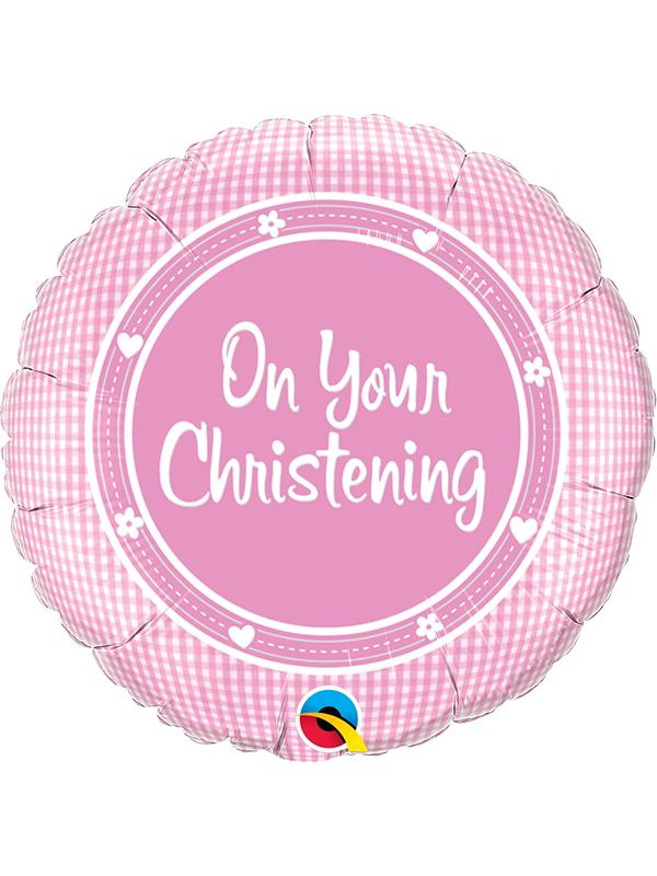 Foil Balloon On Your Christening Pink