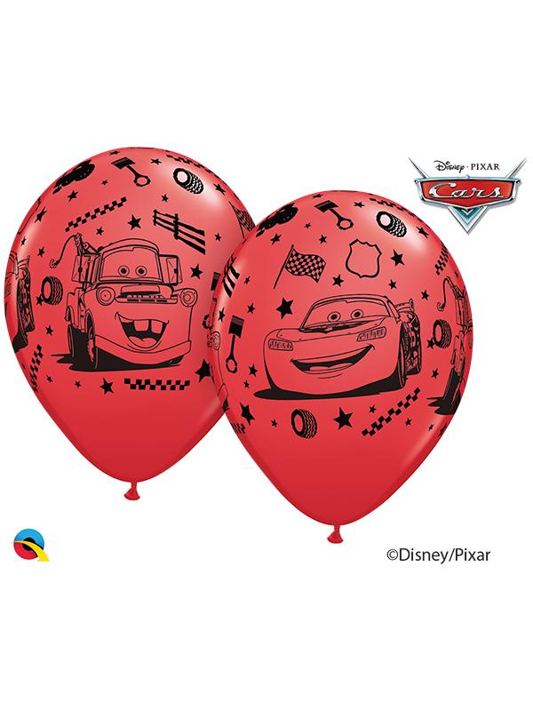 Perfect for young Disney fans, these 12" red Cars balloons feature popular characters Lightning McQueen and Mater. Ideal for a cars or racing themed party.