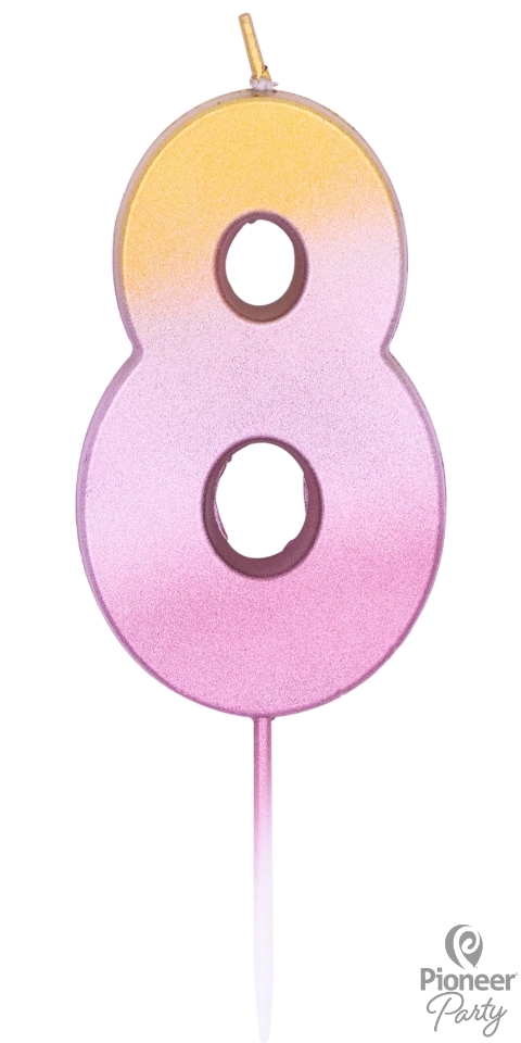 Rose Gold Ombré Number Eight Candle