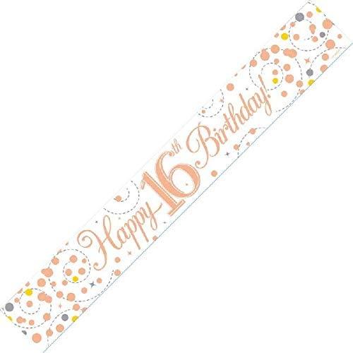 Sparkling Fizz age 16 White & Rose Gold Holographic Banner
