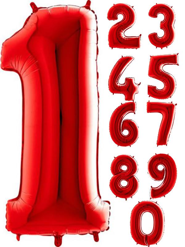 40 Inch Foil Number Balloon Red & Weight
