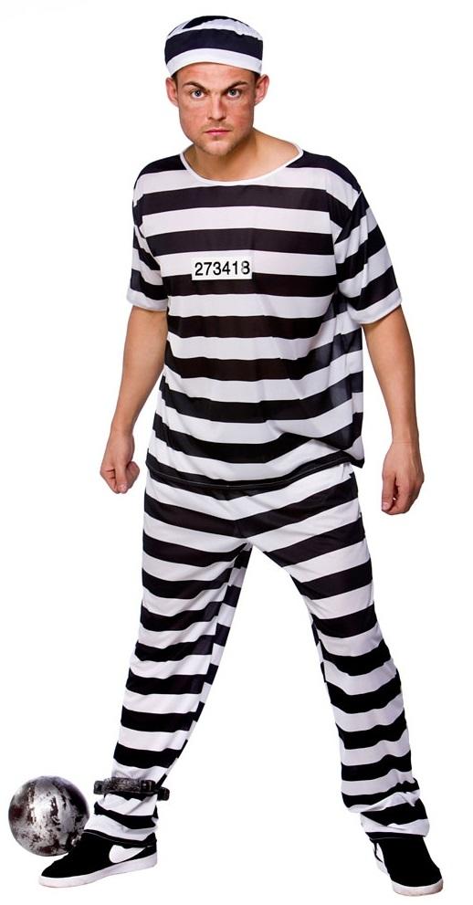 Convict Costume Adult Black & White