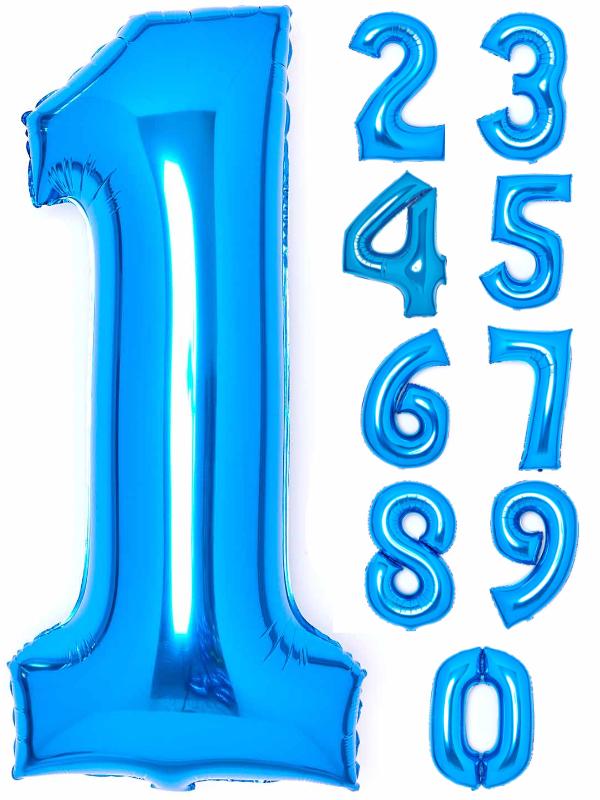 34 Inch Foil Number Balloon Blue