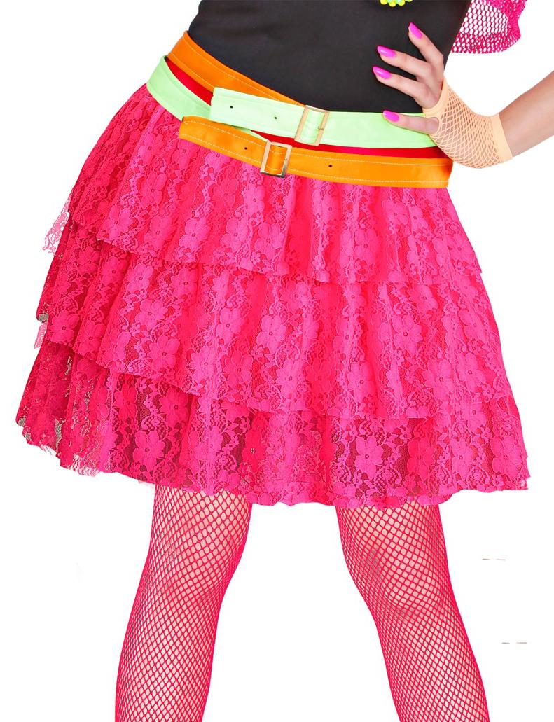 80s Lace Skirt Neon Pink