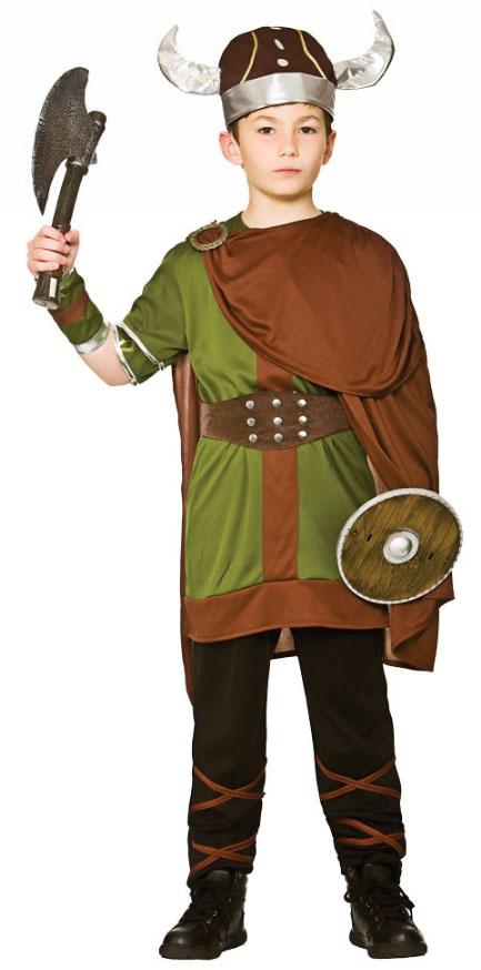 Kids Viking Boy Costume Green & Brown