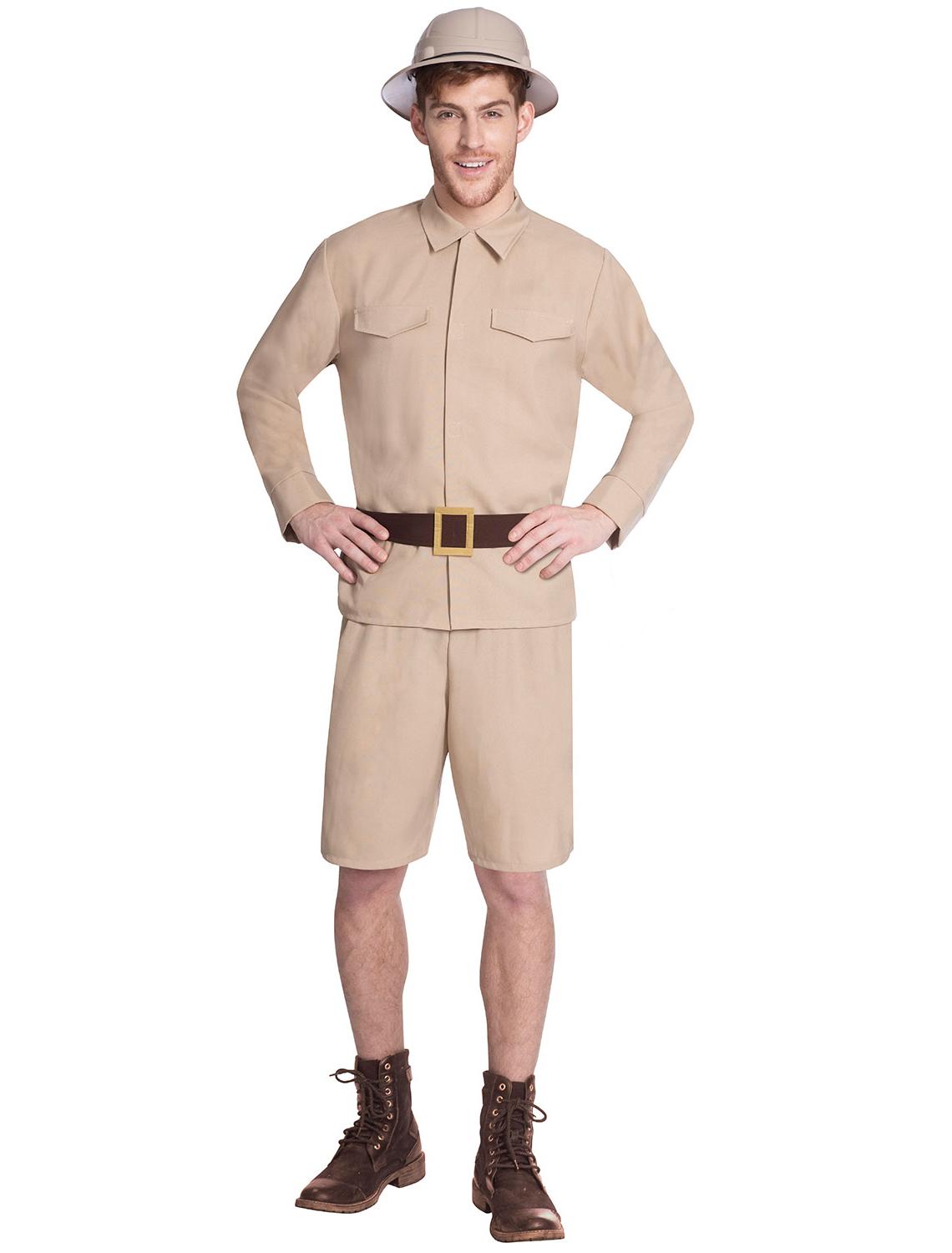Safari Man Costume Khaki with Shirt Shorts & Hat