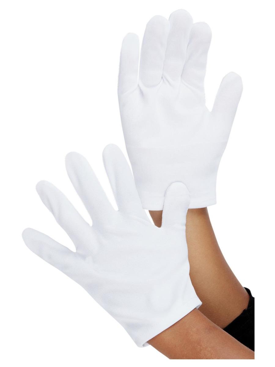 Kids Short White Gloves