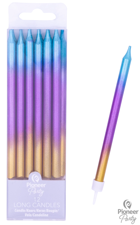 Rainbow Ombré Long Candles Pack of 12