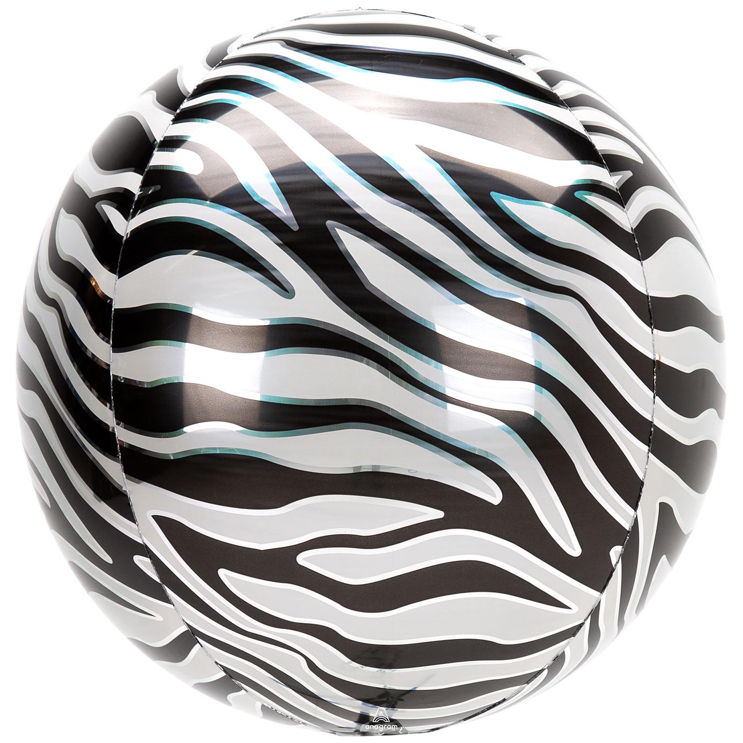 Animalz Orbz Foil Balloon Zebra
