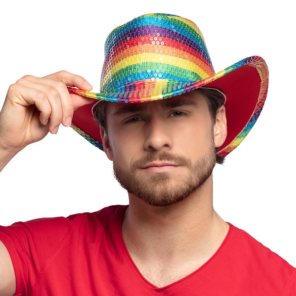 Rainbow Pride Sequin Cowboy Hat