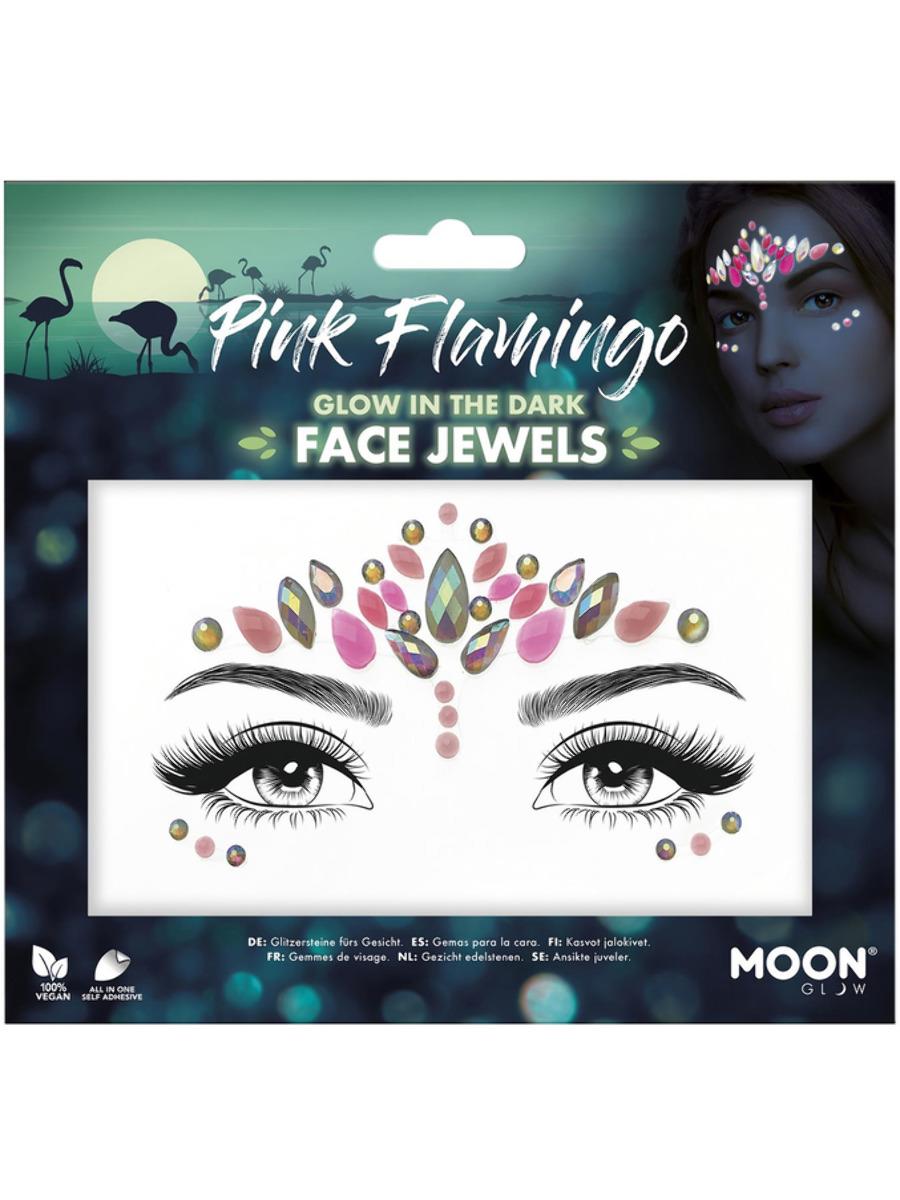 Glow in the Dark Face Jewels Pink Flamingo