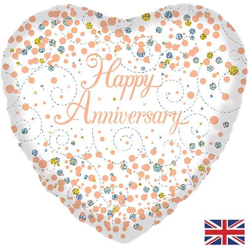 Foil Balloon Happy Anniversary Rose Gold