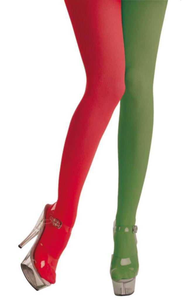 Opaque Tights, Red & Green