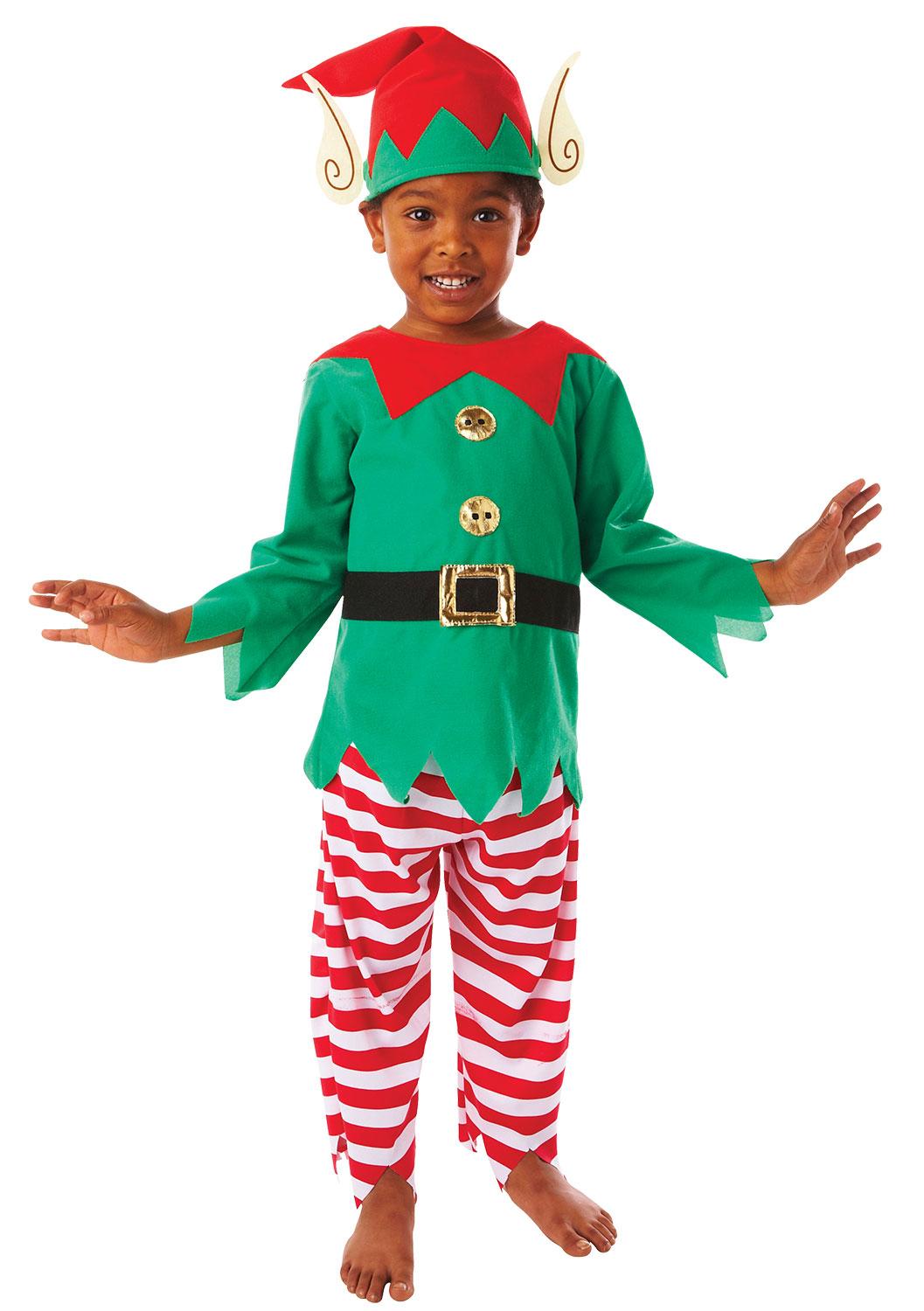 Kids Elf Boy Costume, Red & Green
