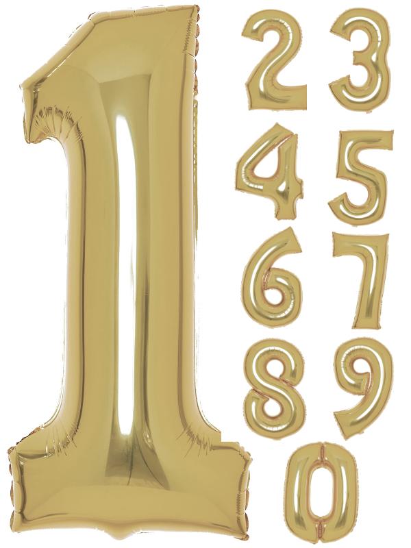 34 Inch Foil Number Balloon White Gold & Weight