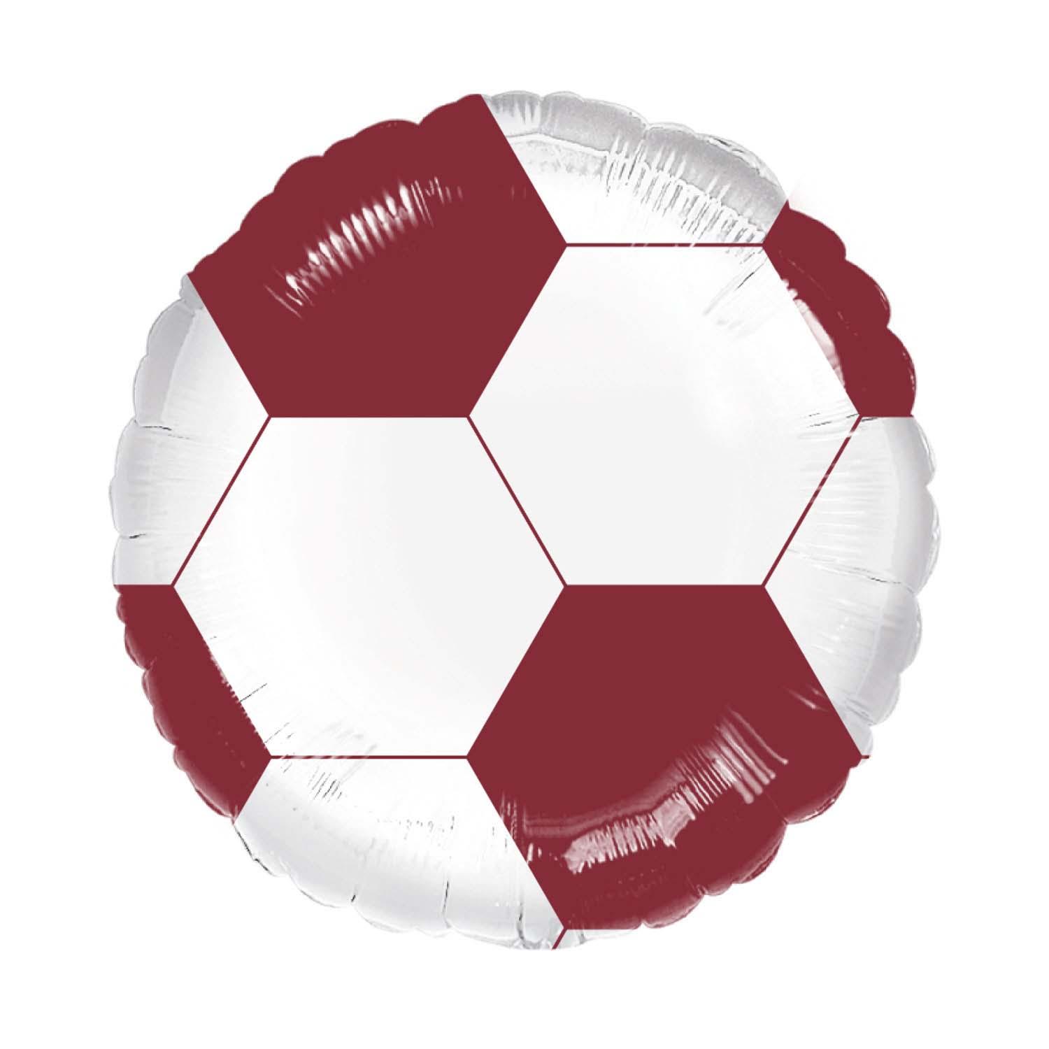Foil Balloon Soccer Football Maroon & White