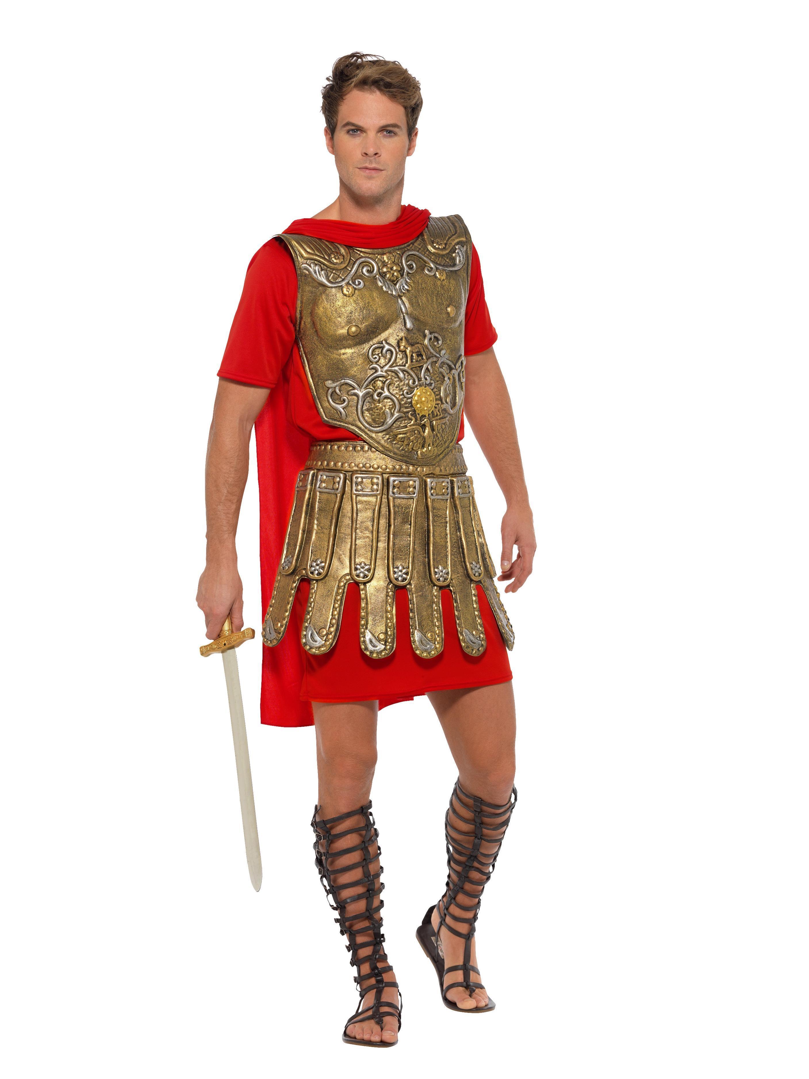 Roman Gladiator Costume Gold & Red