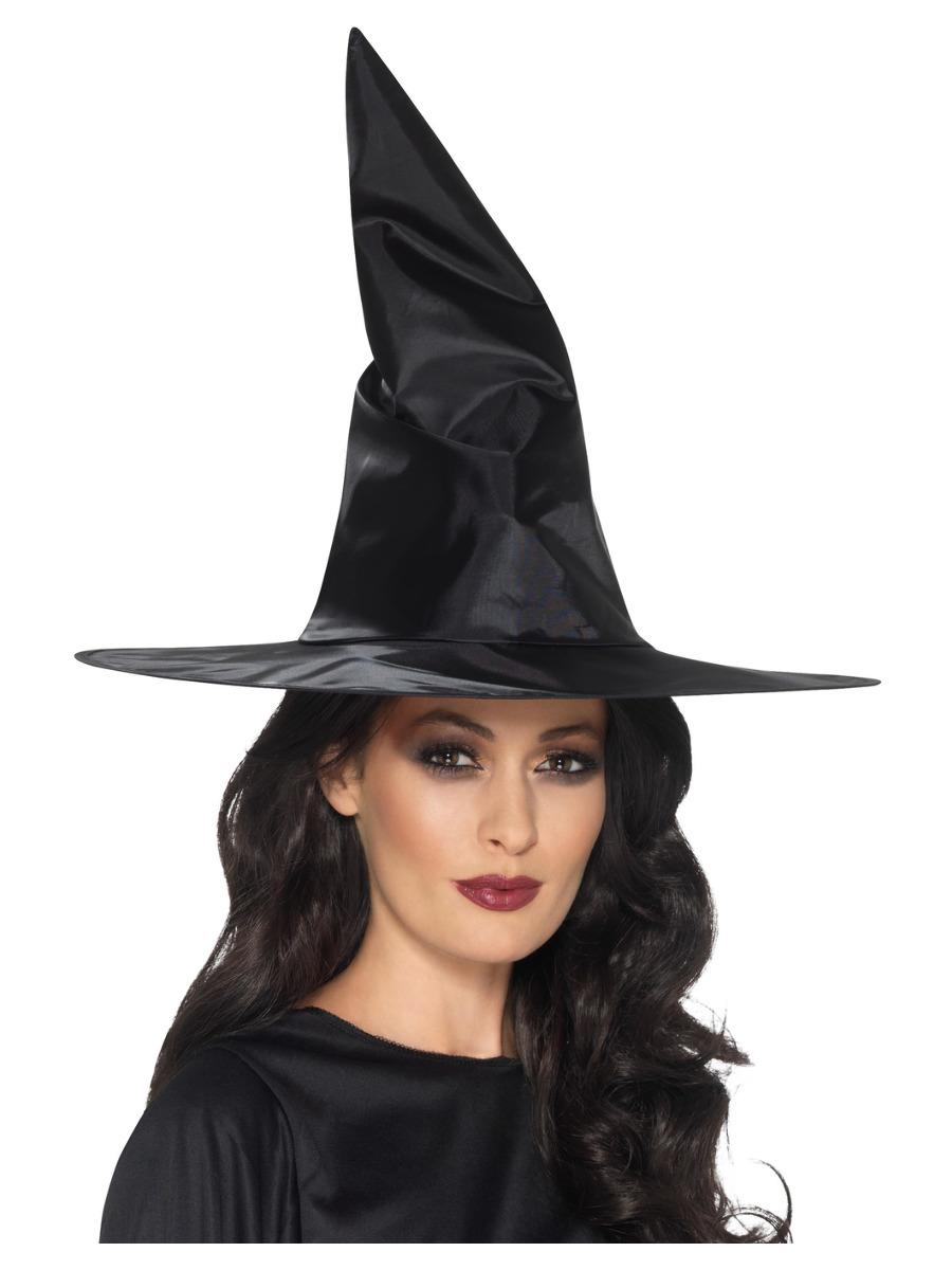 Witch Hat Black Shiny Fabric