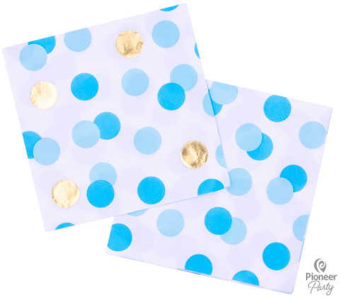 Blue & Gold Dot Paper Napkins 16ct