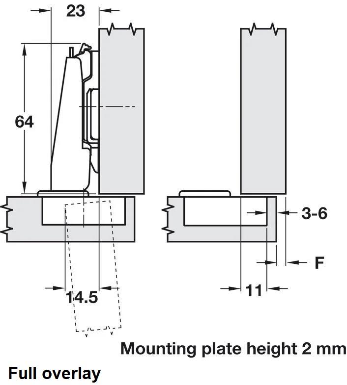 Concealed Cup Hinge 95 Degree Grass Nexis Click On Arm Sprung Without Plate