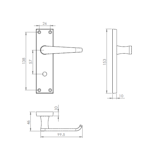 Victorian Flat, Bathroom Lever Handle On Backplate, Contract Range