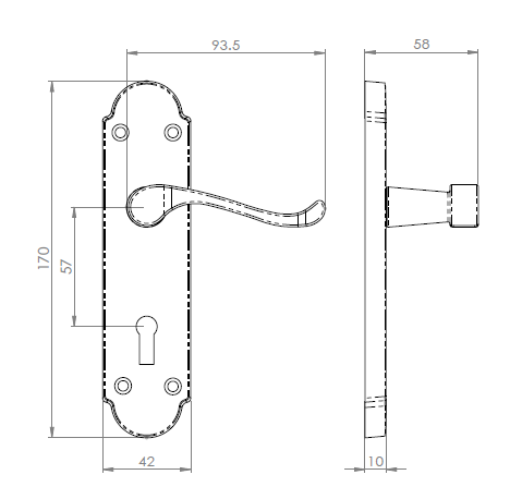 Oakley, Lock Lever Handle On Backplate