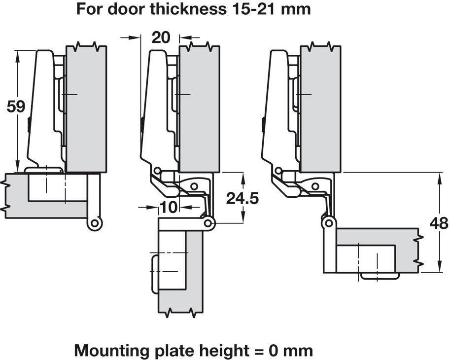 Hafele Grass Nexis 170° Concealed Cup Hinge – Full Overlay – Click On Arm – Nickel Plated