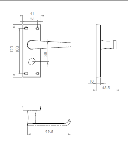 Victorian Flat, Privacy Lever Handle On Backplate, Contract Range