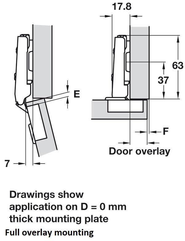 Concealed Cup Hinge, 110 Degree, Hafele, Click On Fixing, Sprung