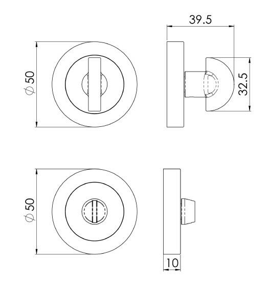 Thumbturn & Release On Concealed Fix Round Rose