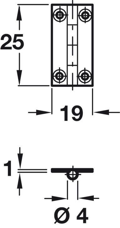 Lot De 4 Charnières à Paumelles (butt Hinge) Noir - 35x45x1.5mm, Coins Arrondis, Pour Meuble
