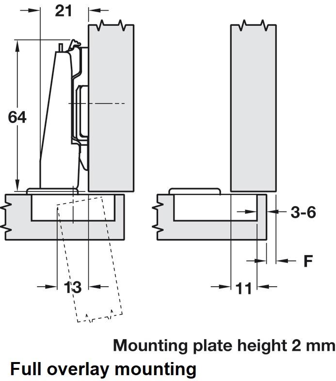 Concealed Cup Hinge, 100 Degree, Grass Nexis, Click On Arm, Tipmatic