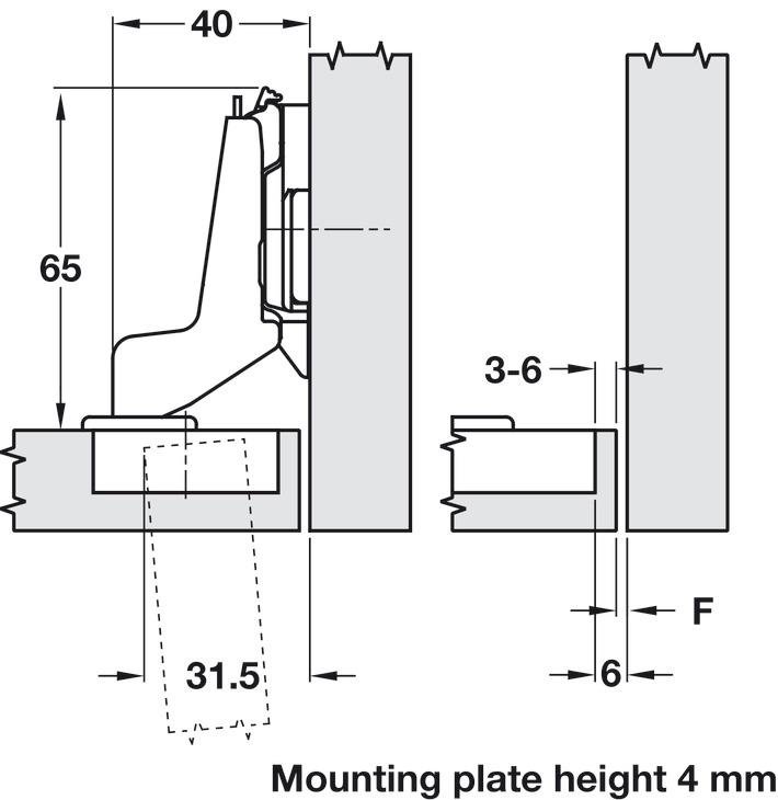 Concealed Cup Hinge, 95 Degree, Grass Nexis, Click On Arm, Unsprung