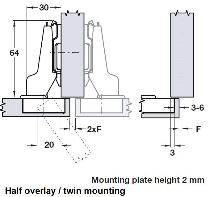 Concealed Cup Hinge, 100 Degree, Grass Nexis, Click On Arm, Tipmatic