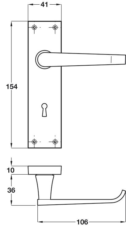 Plain Victorian, Lock Lever Handle On Backplate, Zinc Alloy