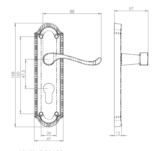 Ashtead, Euro Lever Handle On Backplate