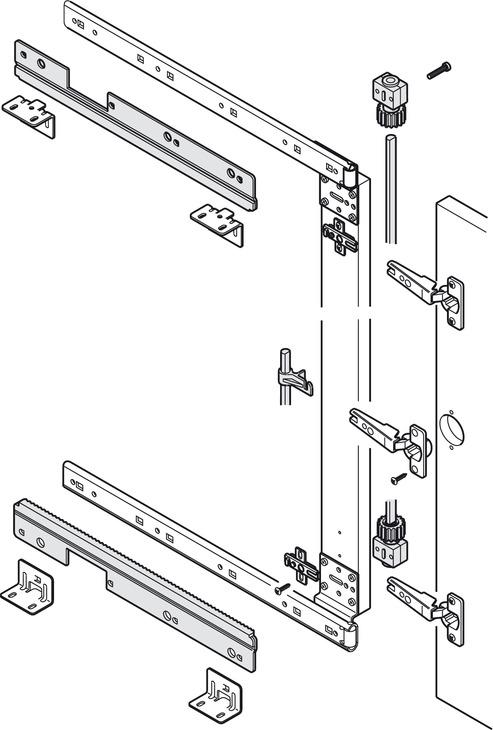 Pivot sliding door runners (horizontal/vertical), for cabinet doors, 550  mm, Accuride 1312 - Daro UK Ltd