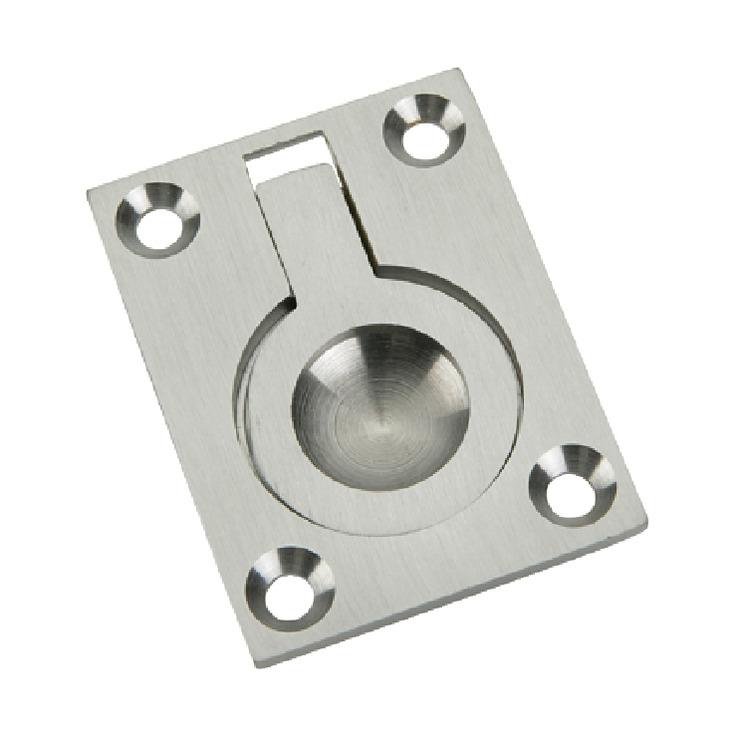 Ring Pull Handle, Flush, 50 X 38 X 11 Mm, Brass