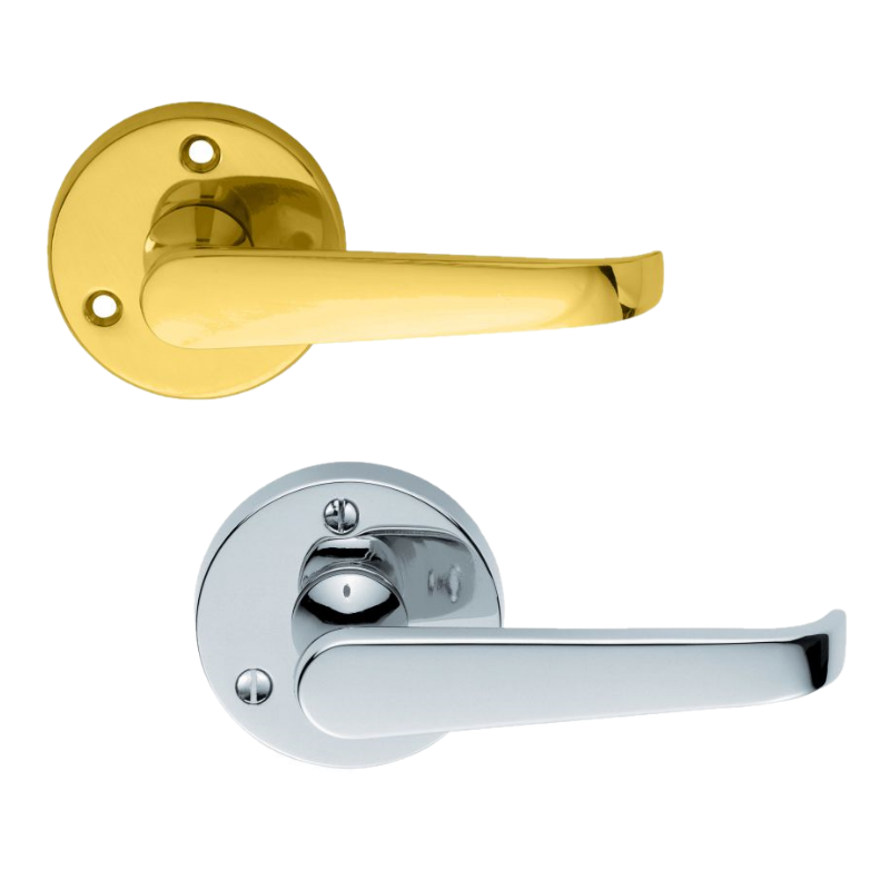 Carlisle Brass Victorian Door Handles On Round Rose, Polished Brass - M32  (sold in pairs) from Door Handle Company