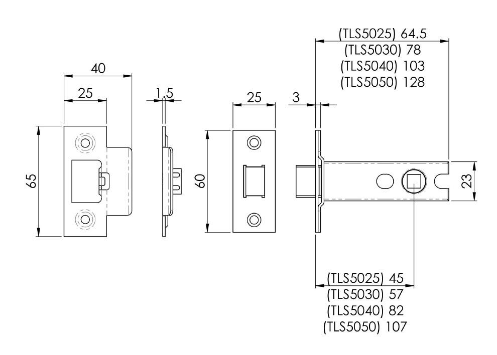 Heavy Sprung Tubular Latch, 64 / 78 Mm, 8 Mm Follower, Straight