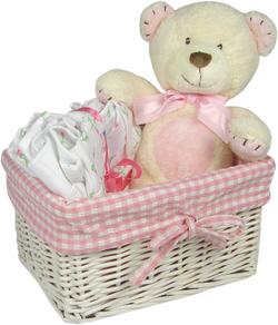 Hot Cross Buns Pink Baby Gift Basket