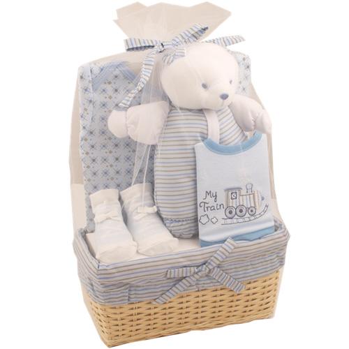 Cute Baby Boy Gift Basket - (Blue)