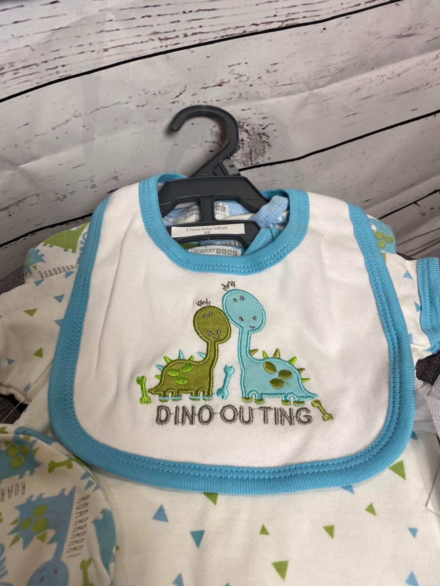 Dino Outing - 5 Piece New Baby Gift set (Blue)