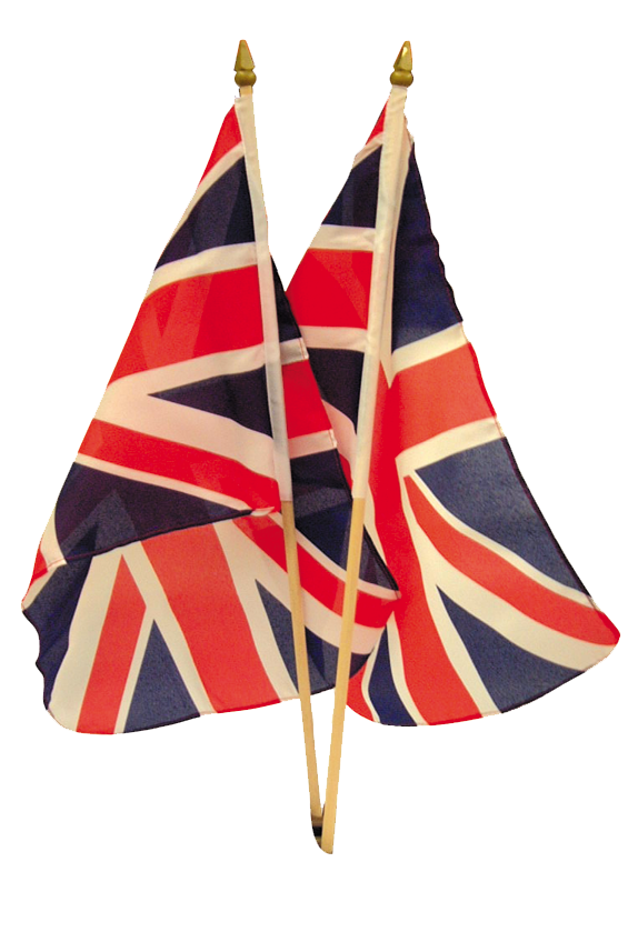 Large Union Jack Hand Waving Flags on Poles