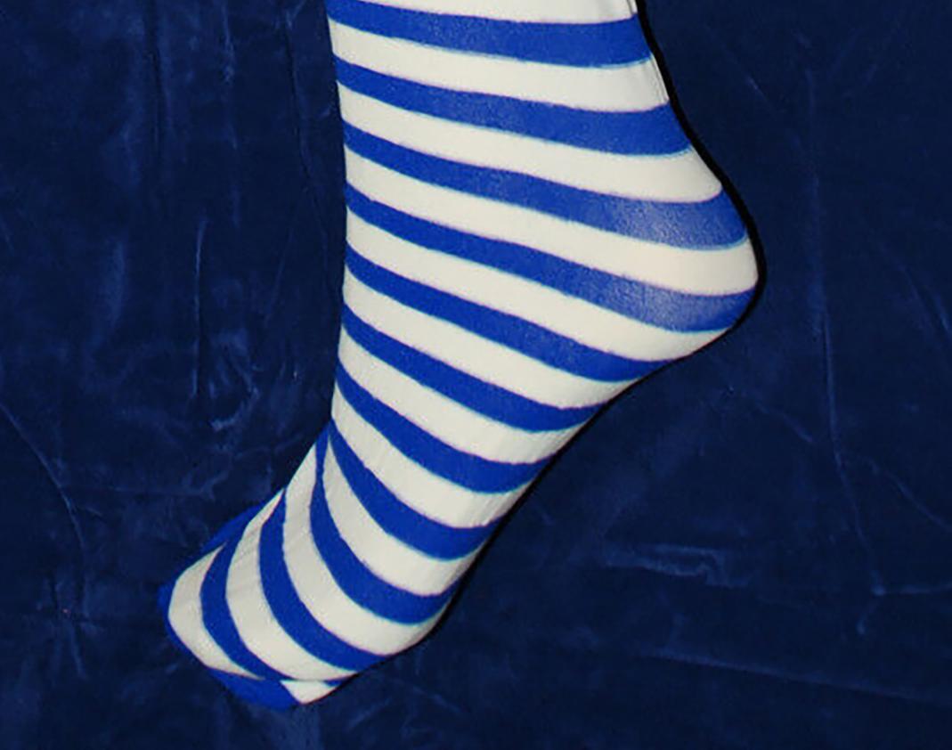 Blue and White Stripe Tights - 70 denier soft touch tights