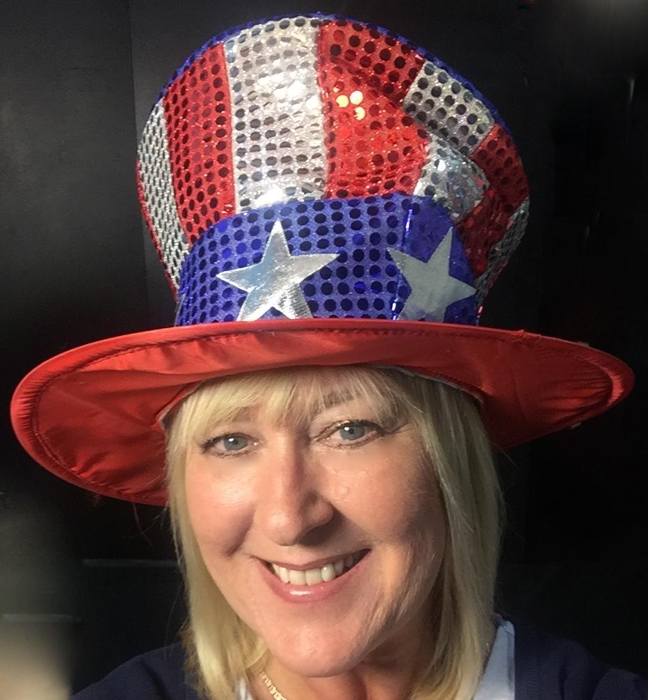 Usa Stars And Stripes Fabric And Sequin Topper Hat