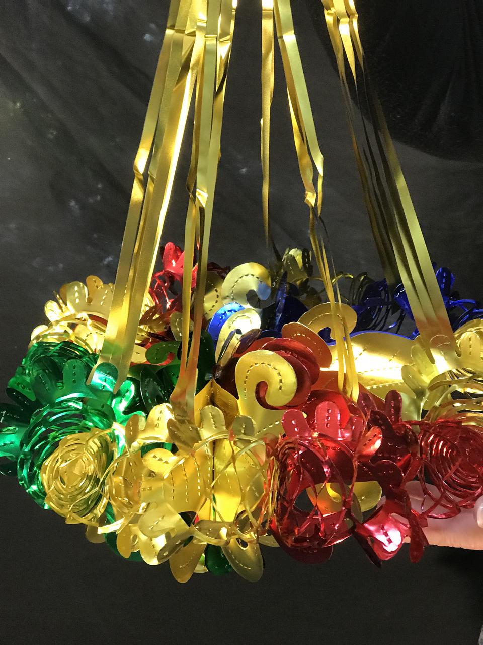 Multi Colour Foil Hanging Chandeliers Christmas Decorations 25.5inches